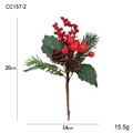 Artificial Christmas berry branch with pine cones and needles for festive decor, 20cm height - Style D (Red Berry + Pine Cone Bundle)