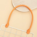 U-shaped vibrant orange leather handbag handle with pre-punched sewing holes - Orange