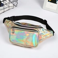 Holographic laser fanny pack for women with rainbow metallic finish and adjustable strap - Light Gold