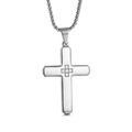 Vue détaillée du pendentif croix en acier inoxydable argenté avec motif croix en diamant - Pendentif Uniquement / Couleur Acier