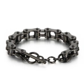 Pulsera de cadena de bicicleta de acero inoxidable negro mate con cierre de palanca - Estilo de Cadena de Bicicleta con Cierre en T Negro (KB51874-D)