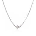 Detail of silver double heart necklace featuring a polished heart and a sparkling paved heart - Silver Heart Necklace