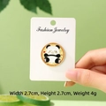 Cute panda enamel pin with cartoon panda design on white card 2.7x2.7cm size - Food Pizza Panda
