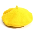 Classic vibrant yellow wool felt beret for women, ideal for autumn and winter outfits - M (56-58cm) / Bright Yellow