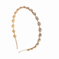 Serre-tête en métal doré scintillant avec motifs de fleurs en strass sur fond blanc - Doré