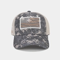 Detail of digital camouflage baseball cap with embroidered USA flag and breathable mesh - Adjustable / Khaki (Grey Digital Camo)