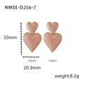 Boucles d'oreilles cœur dorées 18K avec émail rose poudré d'une longueur de 33mm - Rose chair