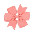 Handmade coral pink grosgrain ribbon bow hair clip for girls with ribbed texture - Coral Pink