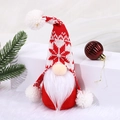 Christmas gnome doll with red snowflake pattern hat and white beard holiday decoration - Red