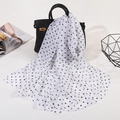 Classic black and white polka dot chiffon scarf draped on a handbag for women - Small Polka Dot White