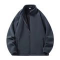 Men's dark grey fleece jacket with stand collar and thickened warm lamb lining - M / Men's Dark Grey