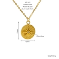 Französische Vintage-Halskette mit achtzackigem Sternanhänger aus 18k vergoldetem Stahl - Nordstern Kompass Stil (ZG1612)
