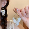 Boucles d'oreilles dorées avec pétales blancs et zircon pour un style de vacances - 4# Or Blanc Zircone Losange Pétale Clous d'Oreilles (Tige en Argent)