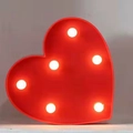 Red heart-shaped LED decorative light with 6 white bulbs for home decor - Heart