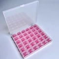 36 Pink Bobbins In A 36-compartment Box / Shuttle Core Storage Box