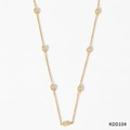 Elegant gold necklace featuring multiple teardrop-shaped clear zircon stones on a fine chain - Gold White Zircon Necklace (KDD104)