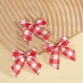 Three red and white plaid Christmas bows made of faux burlap for tree and wreath decor - 7*7.5cm / Red White Plaid (Style 4)