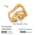 Anello regolabile in acciaio inossidabile dorato con design a onde organiche lucide - Fluido Ondulato JDR2405082 / Oro
