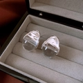 Modern silver earrings with fluid geometric lines and clear resin teardrops - 49# Silver Pin - Silver Transparent