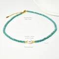 Collar de cuentas de cristal azul con perla de agua dulce y cierre de acero dorado - Estilo Perla Cristal / 38+5cm / Azul Turquesa