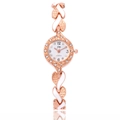Rose gold quartz watch for women with rhinestone-set metallic and white links - Single Watch (No Jewelry) / White