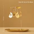 Rotating golden metal candle holder with cat and moon charms, 18.5cm height - Magnetic Moon Cat (No Tray)