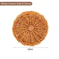 Handwoven 18cm round wicker placemat for heat insulation in natural wood finish - Wicker Wall Decor Type B 18CM
