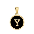Pendentif en acier titane doré avec finition émail noir et détail de la lettre Y dorée - Y-Émail Noir