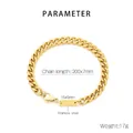 Detalle de pulsera de cadena cubana de acero dorado de 200 mm con placa grabable 15x5mm - Pulsera / Color Acero
