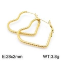 Pendientes de aro con forma de corazón dorado, textura trenzada y tamaño de 28x2mm - 28x2mm / Dorado