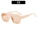 Flat top square oversized aviator sunglasses in milky tea beige frame with tan lenses - Beige Frame Champagne Lens