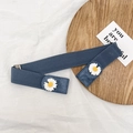 Ceinture élastique bleue ornée de marguerites blanches sur un fond en tissu froissé - 19#denim Double Daisy Style-bleu Clair