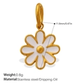 Delicate gold-plated stainless steel flower pendant with white petals, 11.8mm size - PJ1976WEG White Enamel Flower-Gold