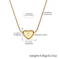 Detailed size parameters of heart pendant necklace with letter E in gold-plated steel - 39+5cm / Letter A Gold (RP020)