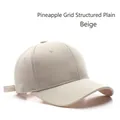 Klassieke beige gestructureerde honkbalpet met ananasrooster textuur voor zonbescherming buiten - Ananas Rooster Gestructureerd Glad / Beige