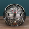 Ägyptischer Kugel-Aschenbecher in Bronze-Optik mit Pharao-Relief und rotem Edelstein - Bronze Ägypten Stil Klein