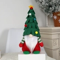 Christmas tree gnome plush with green felt hat, red coat, and white beard decoration - Green