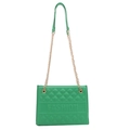 Sac à bandoulière gaufré vert de grande capacité avec chaîne dorée et logo FASHION - Vert