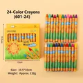 Set of 24 colorful non-toxic wax crayons for kids in yellow sunflower box - 24 Colors