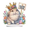 Handgefertigtes DIY Diamant-Malerei Acryl Osterhase Ornament mit Easter Cheer Schild - Krone Hase Schild (Stil 26)
