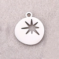 Polished silver stainless steel pendant with hollow star design and hanging ring - Star Round Tag / Steel