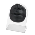 Black silicone nose and mouth model for piercing display on a clear acrylic stand - Model + Display Stand / Black