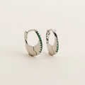 Pendientes en U de plata S925 con gemas verdes y marca de autenticidad 925 - Plata 925 / Platino (Piedra Verde)