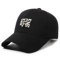 Black baseball cap with white 3D letter embroidery and structured cotton twill design - Adjustable / Black