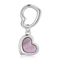 Pendentif coeur en argent s925 avec incrustation de nacre violette pour bracelet - Style Cœur Nacre Double Couche