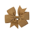 Handmade ginger ribbed ribbon hair clip with a classic double-layered bow design - Ginger Yellow