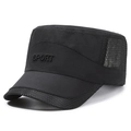 Classic black cadet cap with breathable mesh and sport embroidery for summer outdoor use - Adjustable / Black