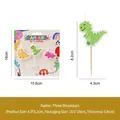 Drei farbenfrohe Cartoon-Dinosaurier Geburtstagskerzen für Kinderkuchen im 3er-Pack - Dinosaurier-Stil