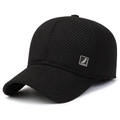 Black winter baseball cap with thick textured fabric and metallic freedom side plaque - Adjustable / Wheat Logo Black