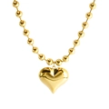 Collar de cadena de bolas en oro de 18 quilates con un gran colgante de corazón pulido - Collar / Dorado